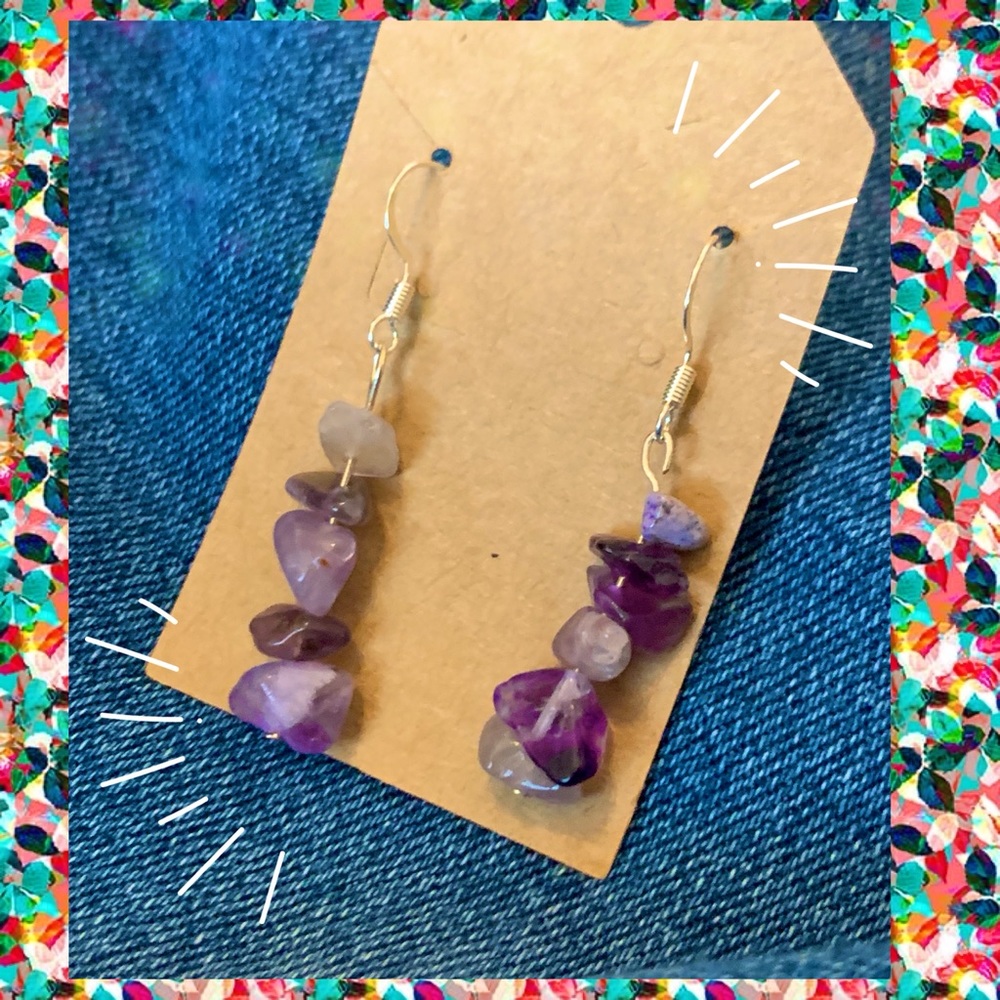 💛(5/$25) HANDMADE Purple Agate Earrings